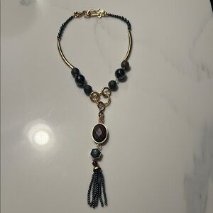 Elegant Gold and Black Beaded Necklace